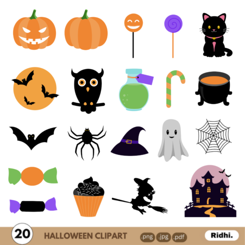 Cute Halloween Clipart cover image.