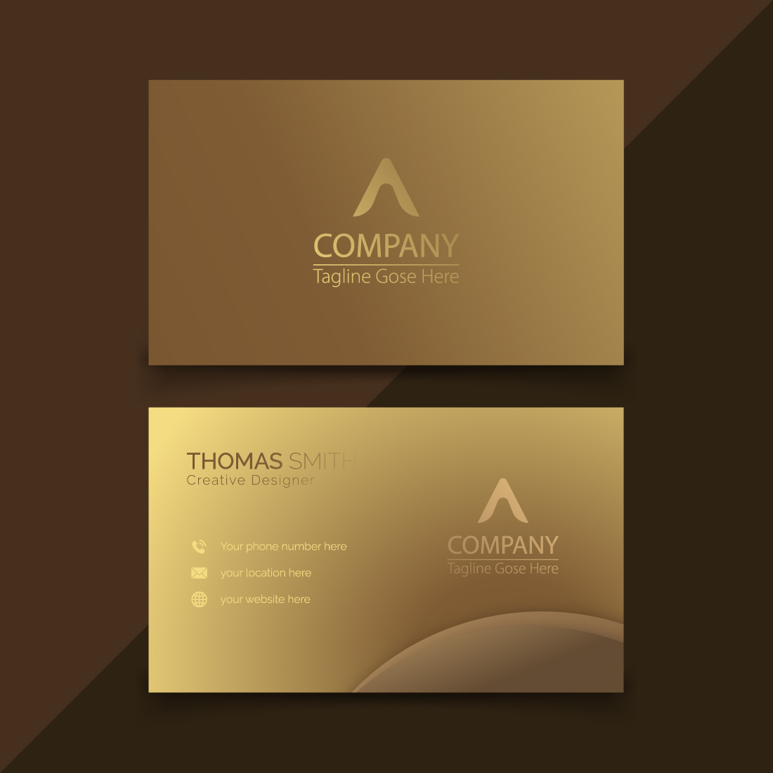 Combination gold luxury business card gradient template vector design cover image.