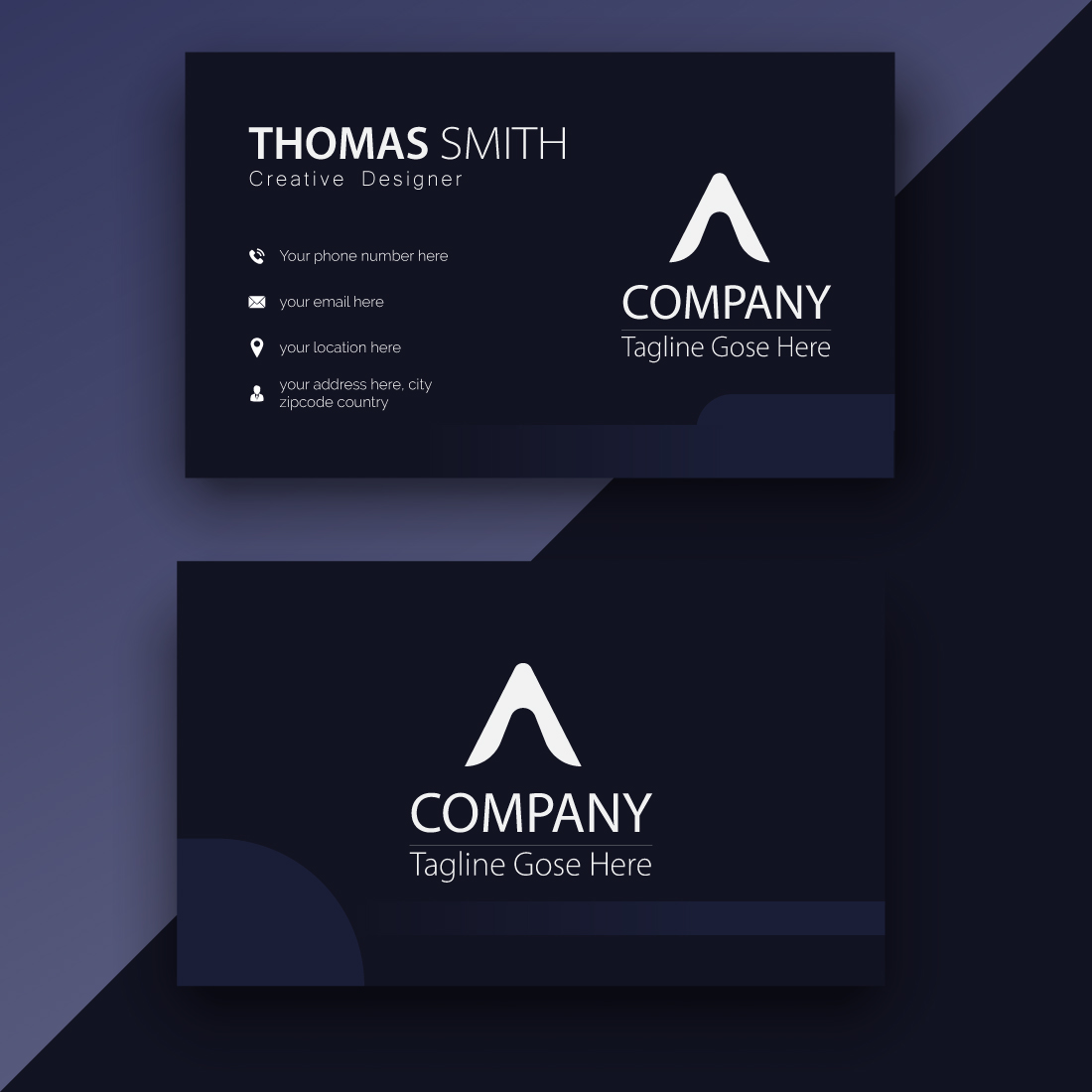 Inspiration contemporary flat gradient business card design preview image.