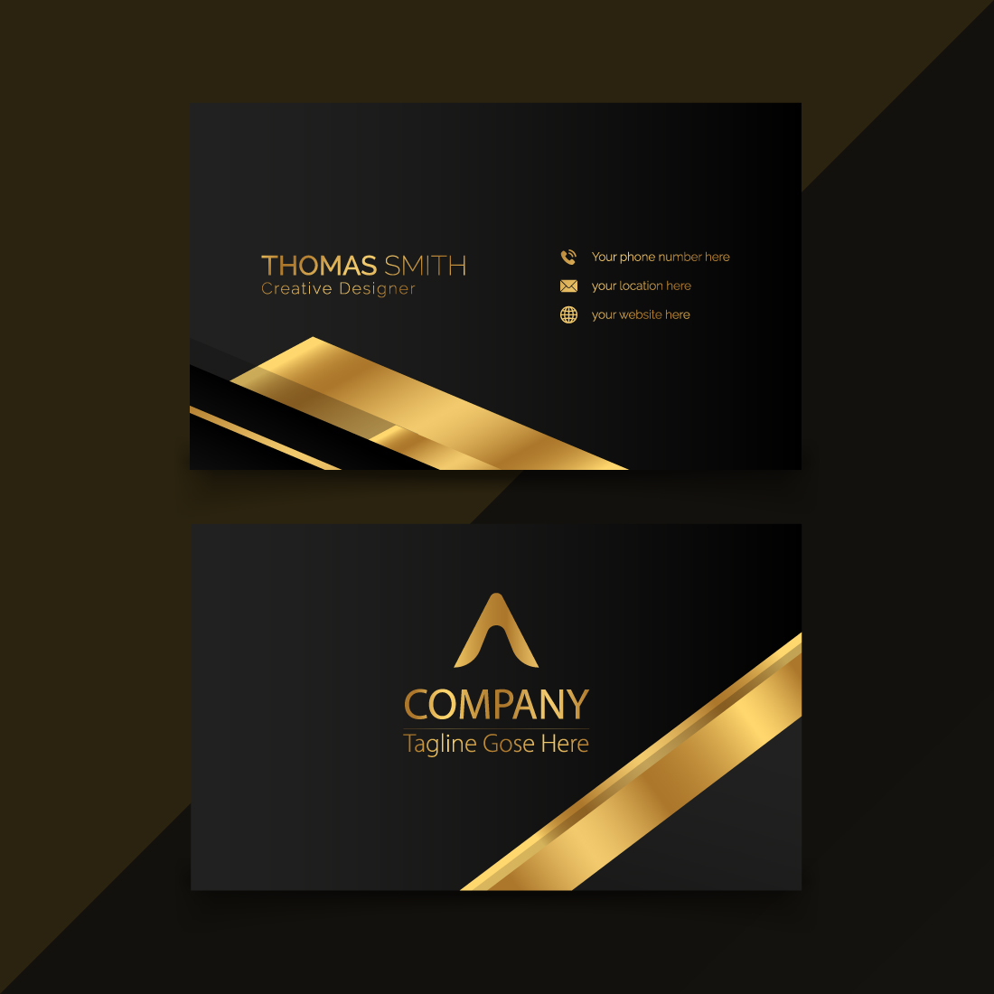 Elegant abstract golden Luxury business card template cover image.