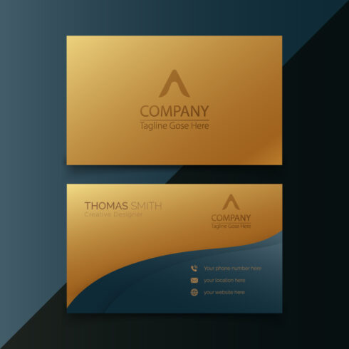 Elegant Gradient golden and black luxury business card cover image.