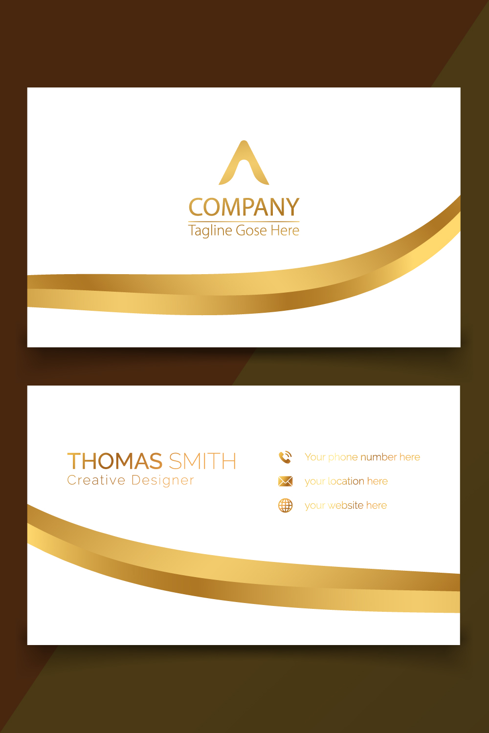 Elegant dark luxury golden business card template design set pinterest preview image.