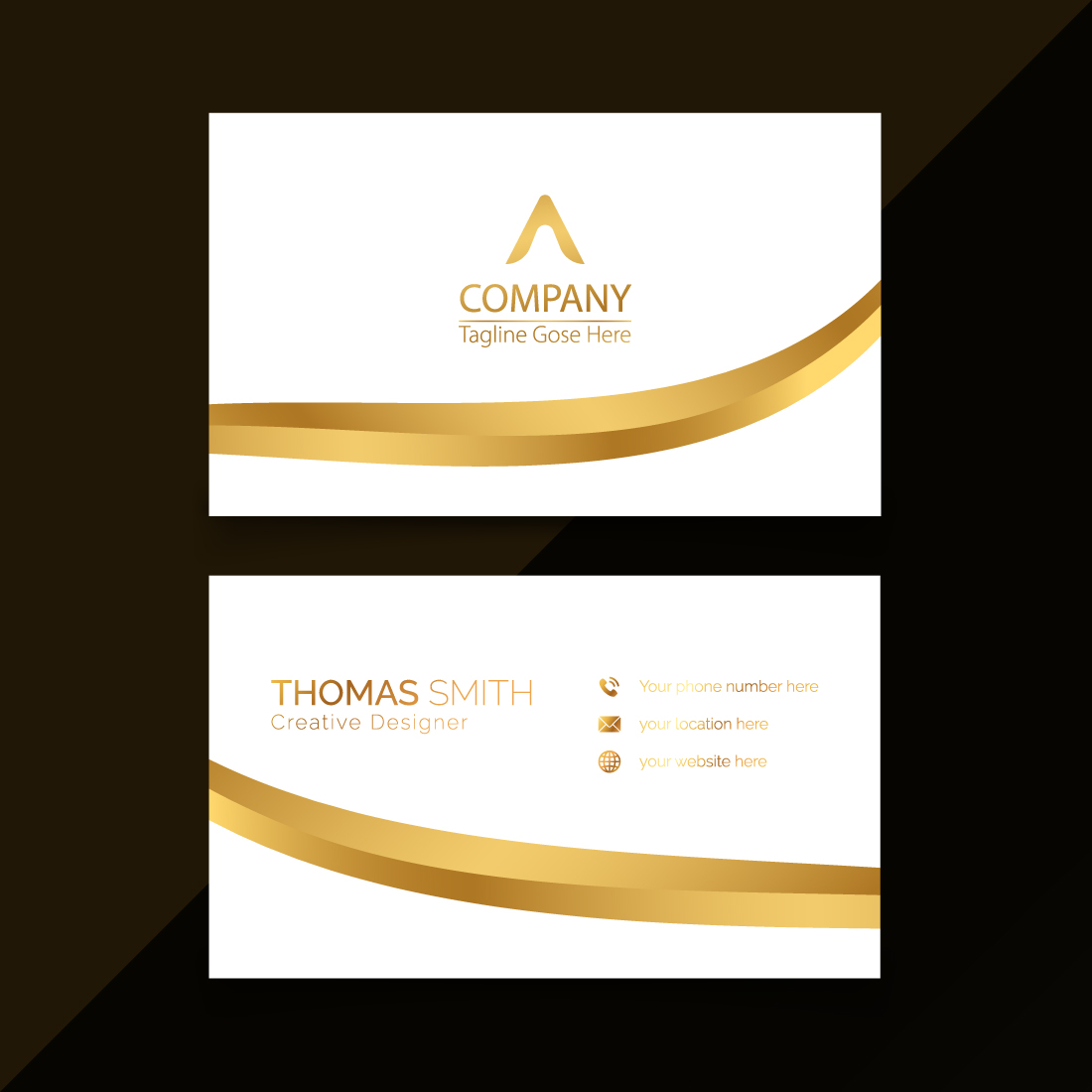 Elegant dark luxury golden business card template design set cover image.