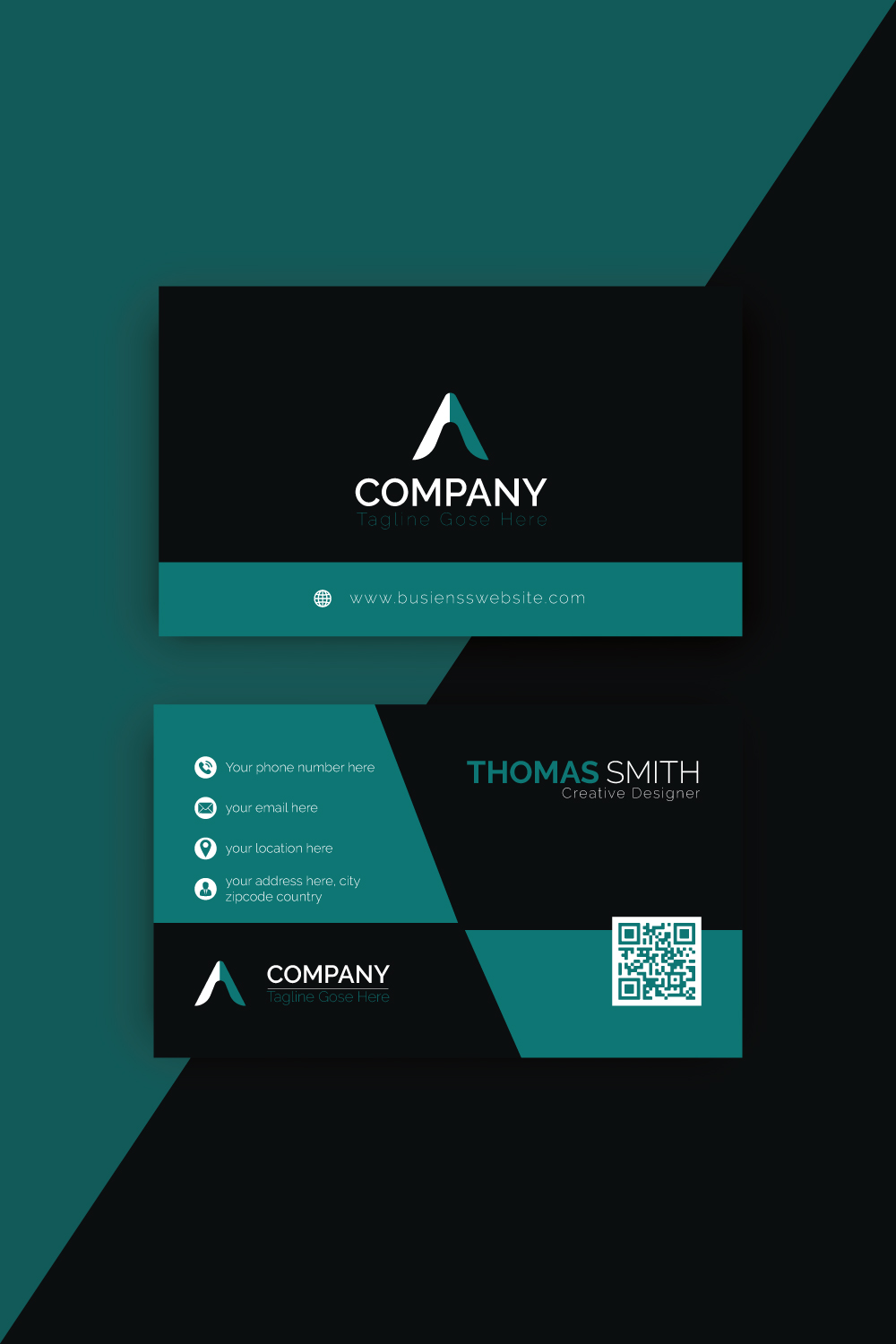 A Stylish Modern Contemporary Business Card Design pinterest preview image.