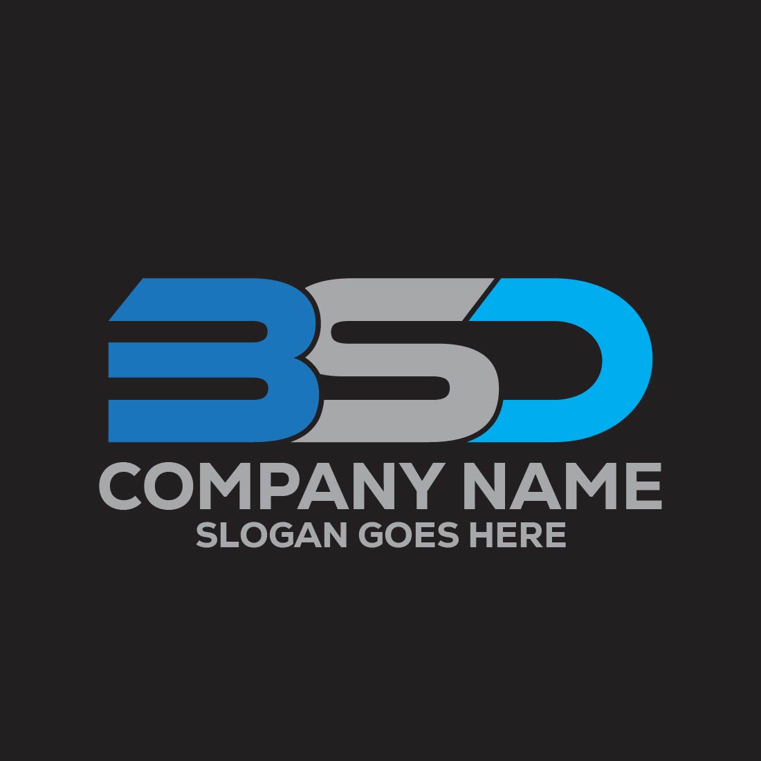 Initial Letter BSD Logo or Icon Design Vector Image Template preview image.