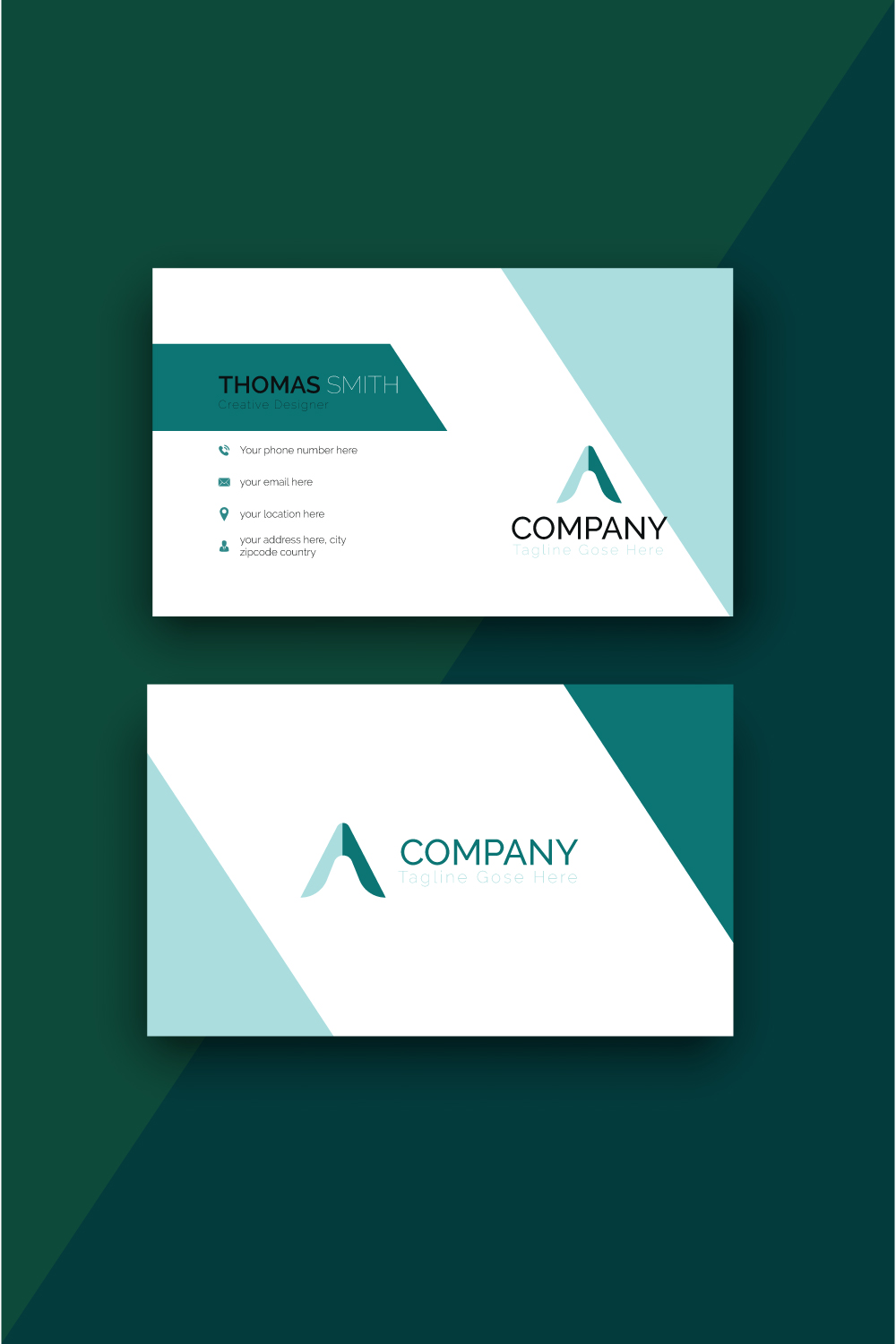 Abstract Creative and simple business card template for a modern company pinterest preview image.