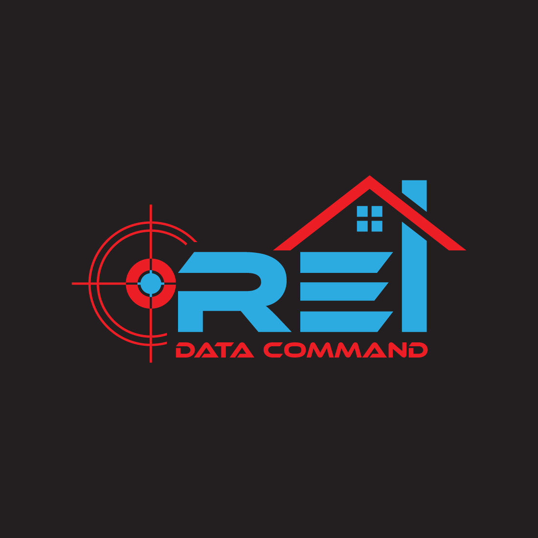 Real Estate and Data Command Logo or Icon Design Vector Image Template preview image.