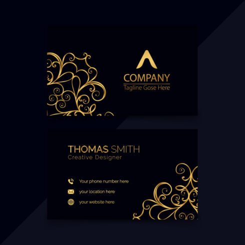 Elegant business card design with a mandala gold template visiting cards cover image.