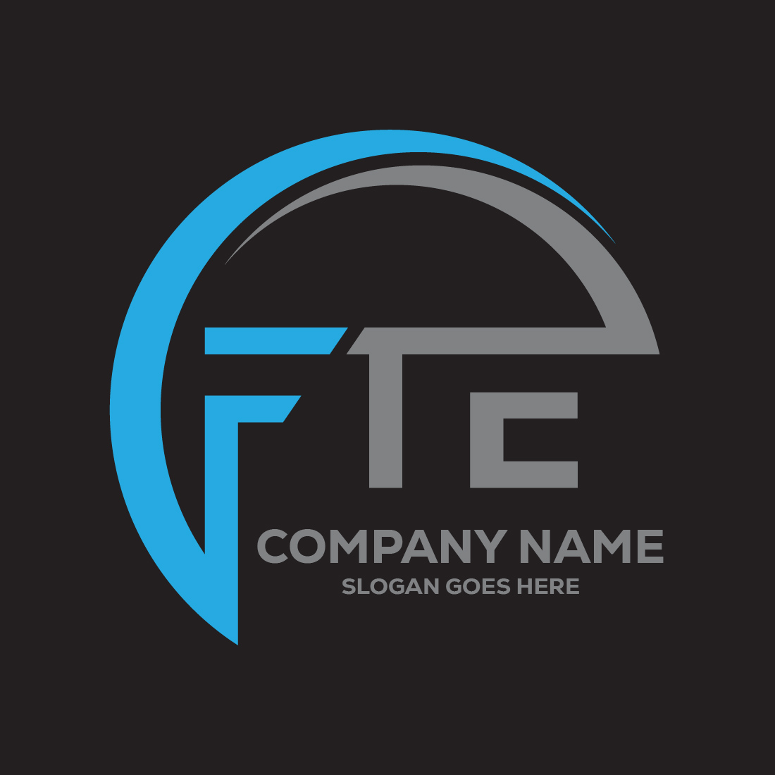 Initial Letter FTE Logo or Icon Design Vector Image Template preview image.