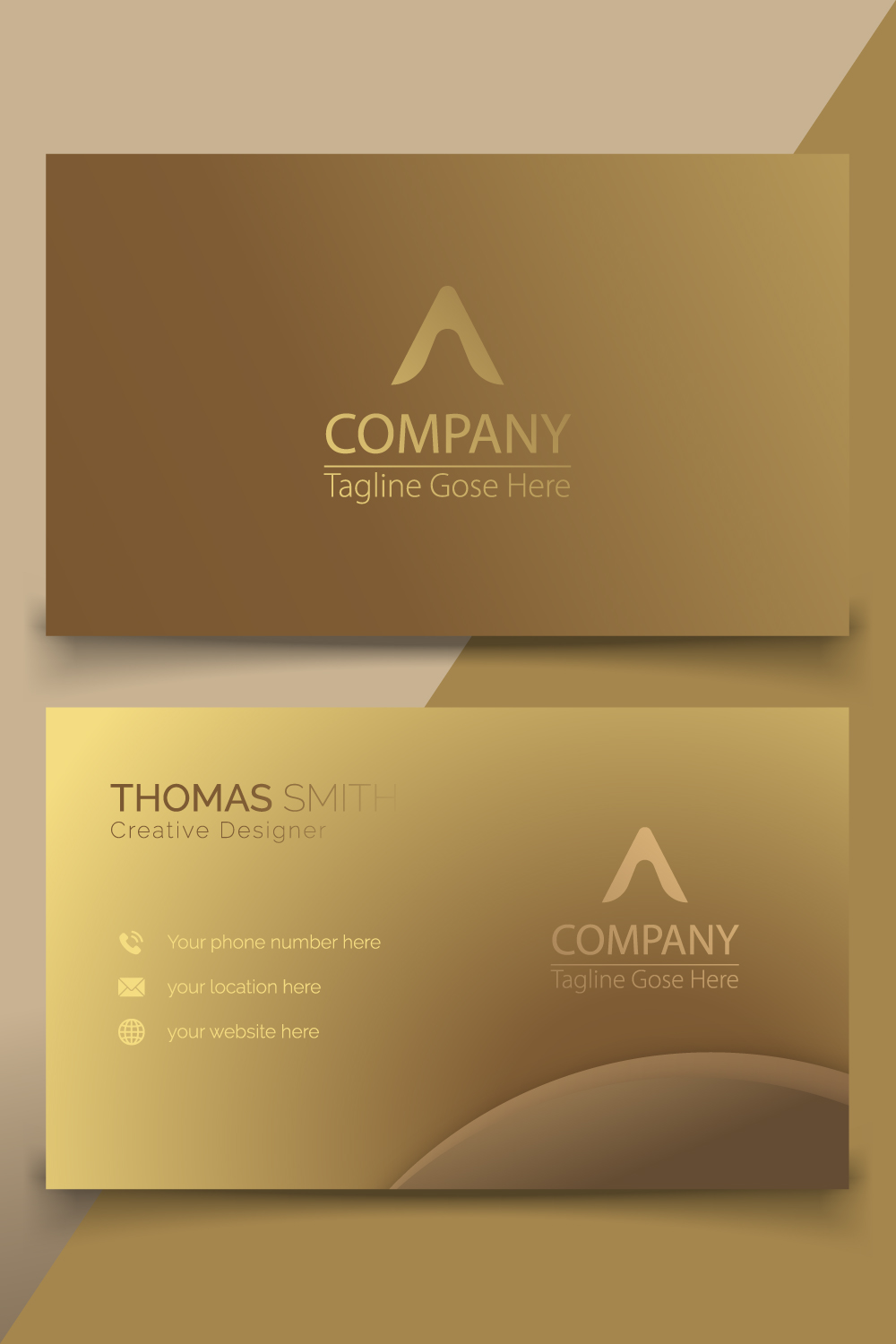 Combination gold luxury business card gradient template vector design pinterest preview image.