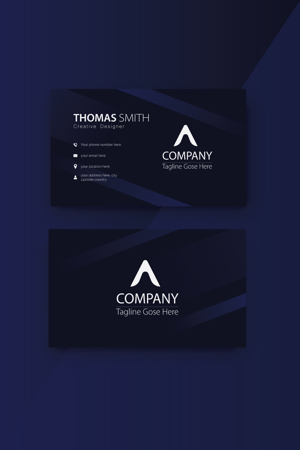 Two-sided Inspiration for a business card pinterest preview image.