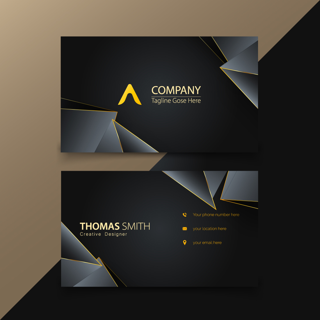 Abstract Creative business card vector design template with two sides cover image.