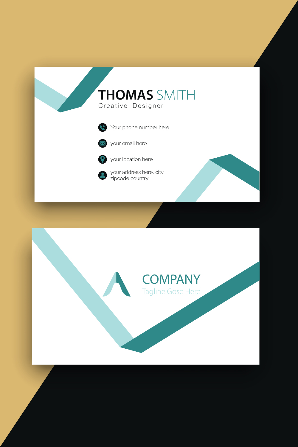 Futuristic Modern Creative and simple business card template for your business pinterest preview image.