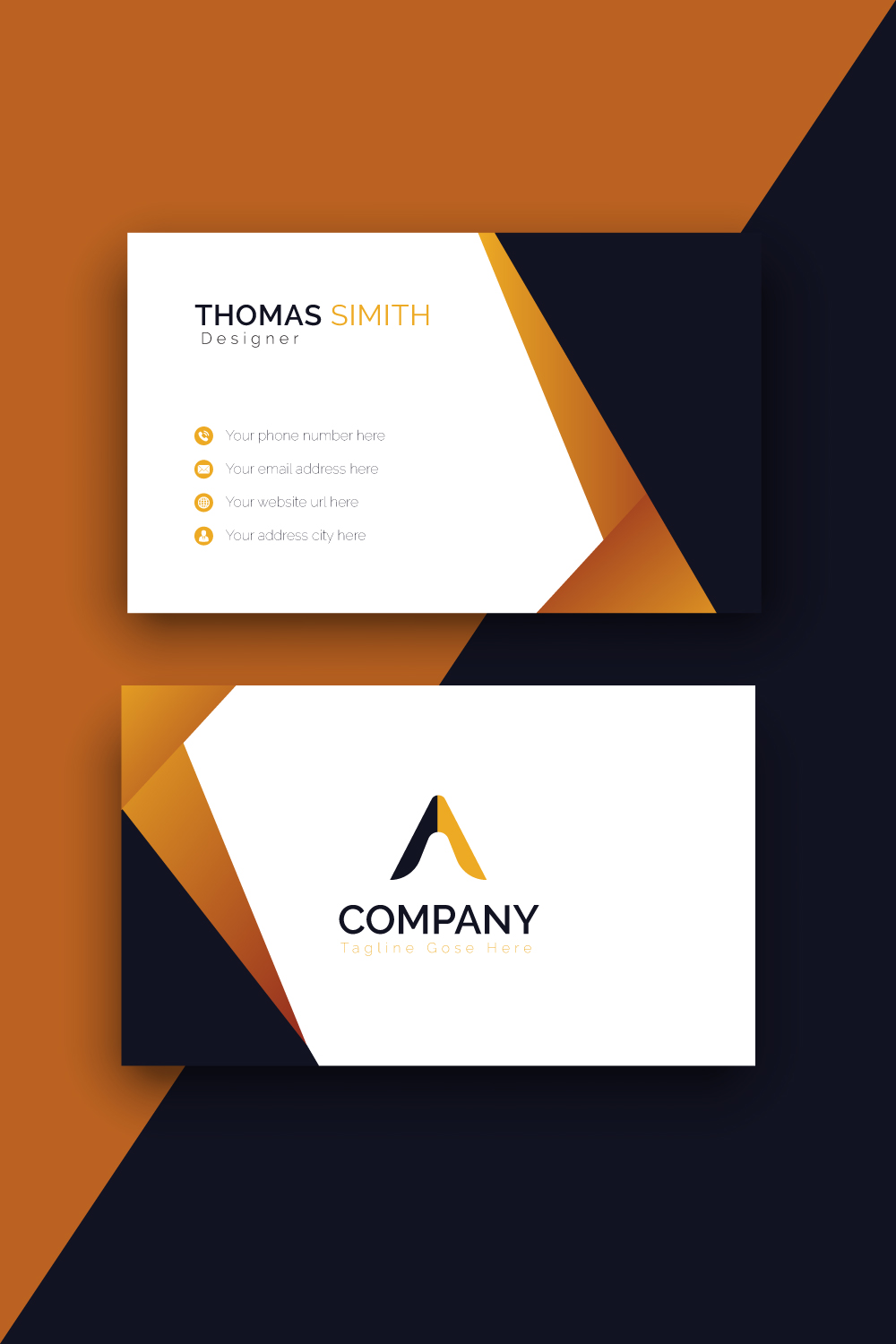 Stylist Modern Vector Business card Design Template pinterest preview image.