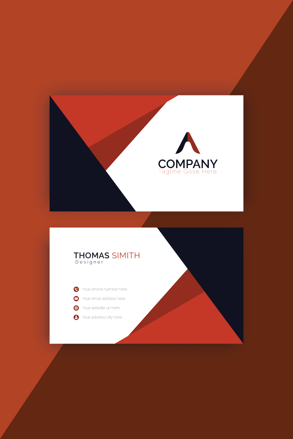 Modern Contemporary Business card template pinterest preview image.