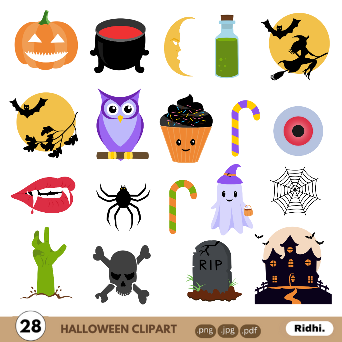 Halloween Clipart Bundle cover image.