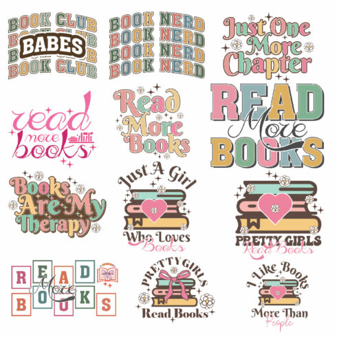 Book Lover Png Bundle T-shirt Design, Book Lover SVG cover image.