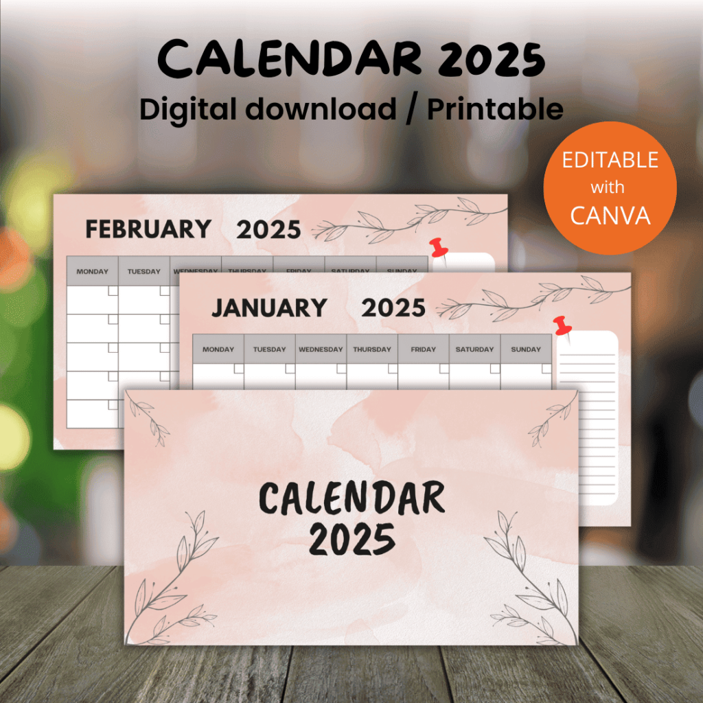 Calendar 2025 Template Canva 