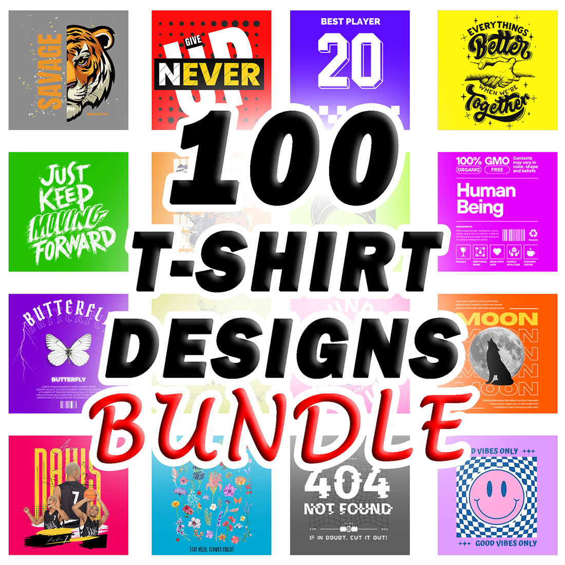 100 T-shirt Designs Bundle SVG, PNG – Part 1 preview image.