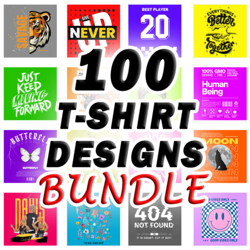 100 T-shirt Designs Bundle SVG, PNG – Part 1 cover image.