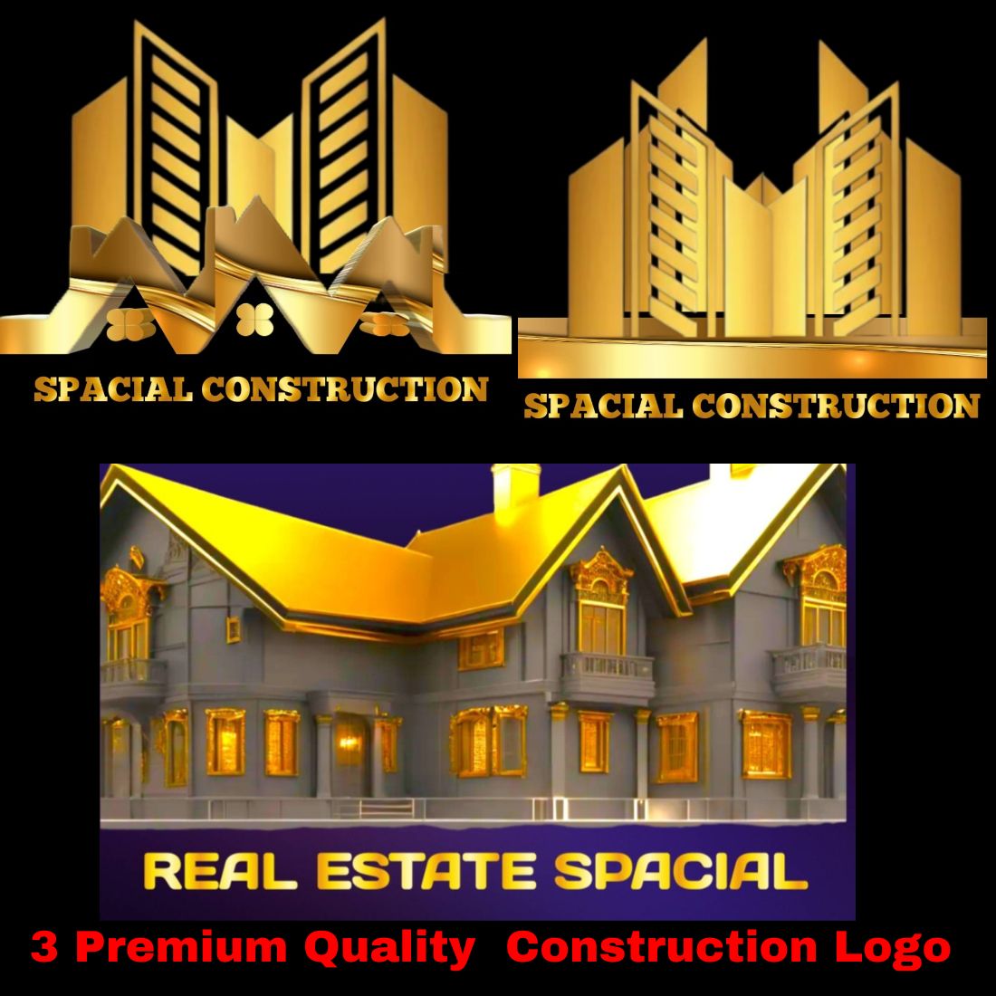 3 Premium Quality Construction Logo cover image.