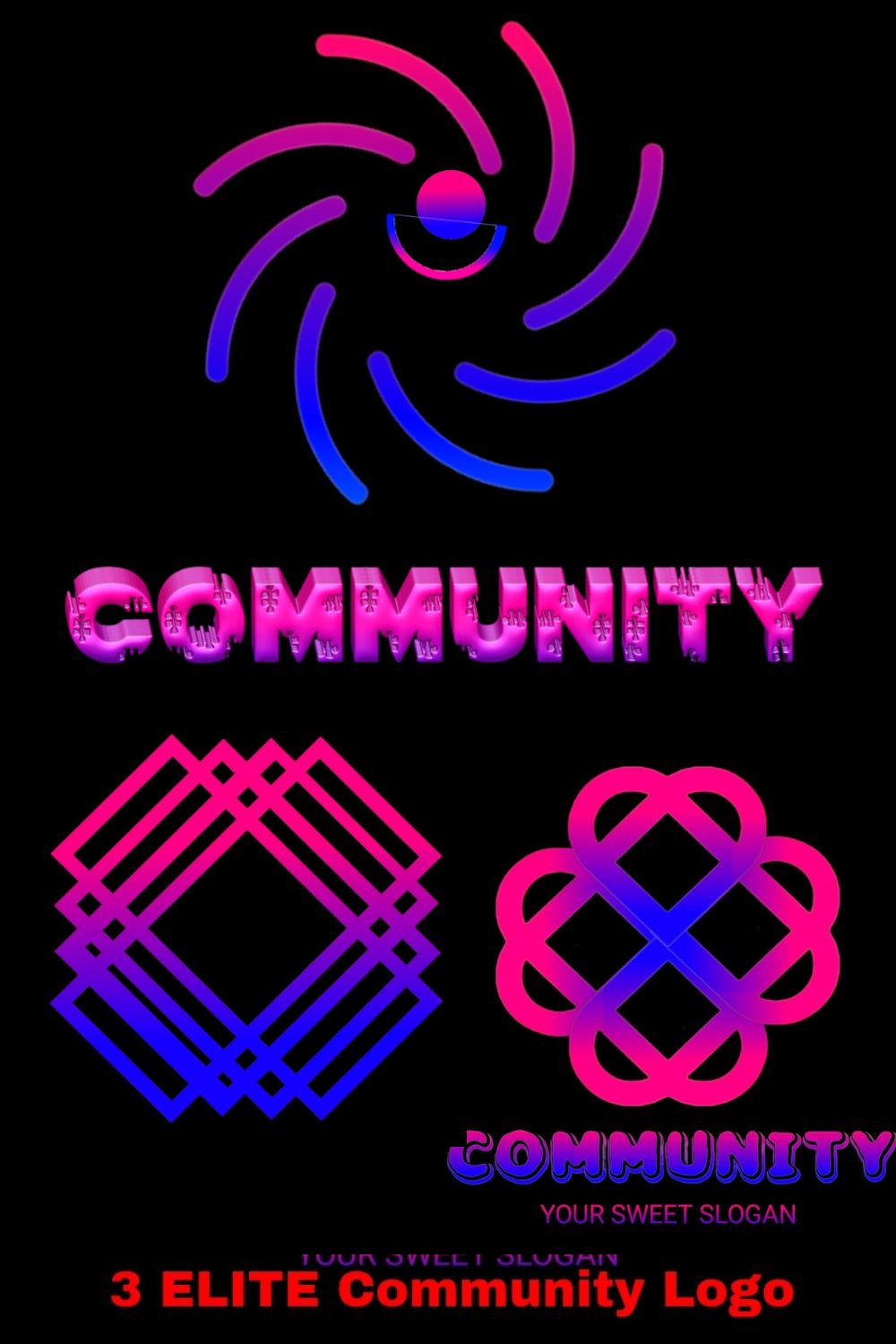 3 ELITE Community Logo pinterest preview image.