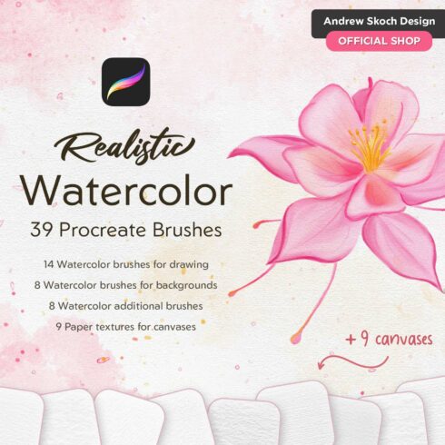 Realistic Watercolor Procreate Brushes cover image.