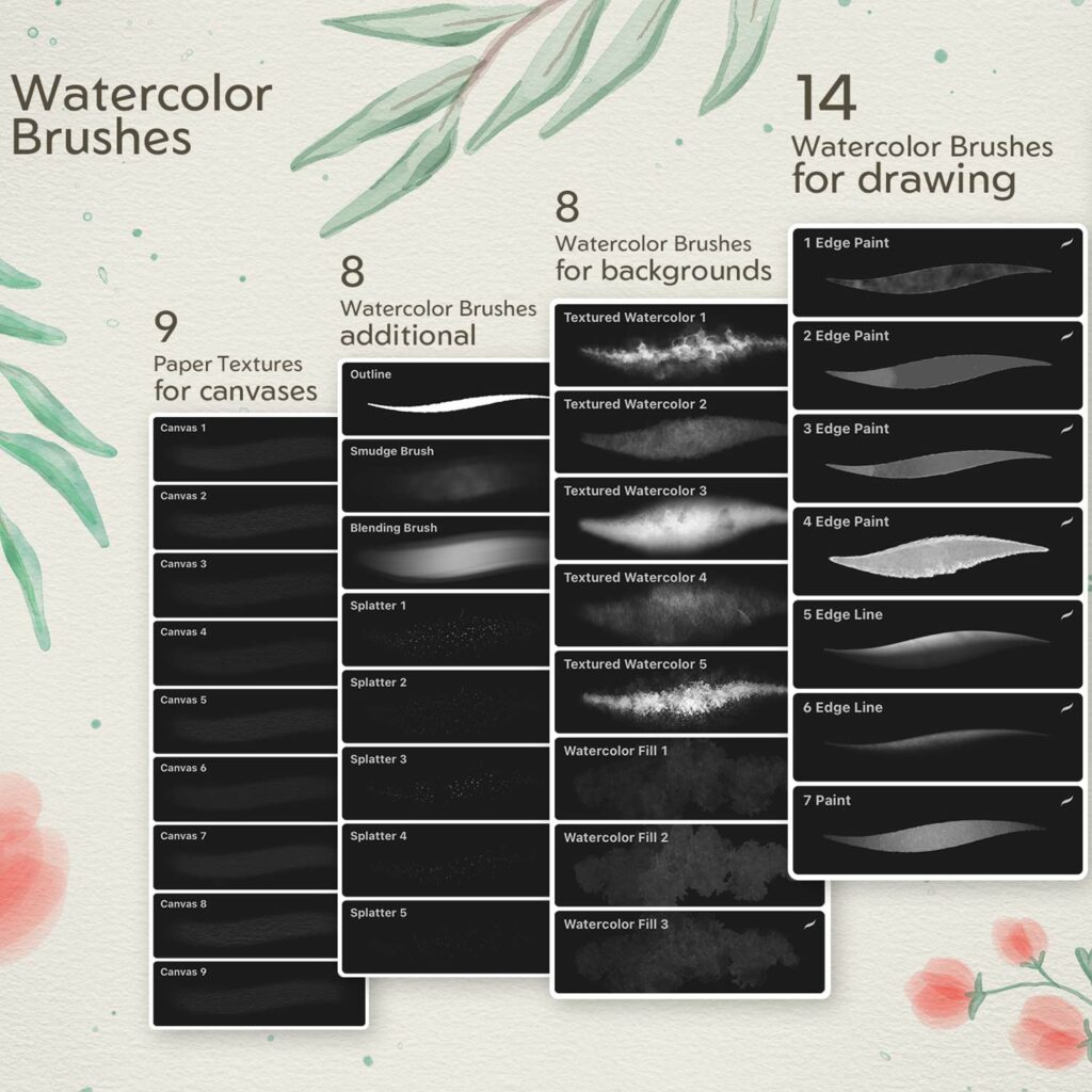Realistic Watercolor Procreate Brushes - MasterBundles
