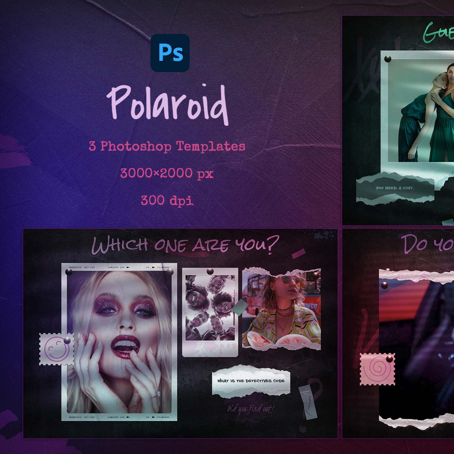 Polaroid Photo Templates preview image.