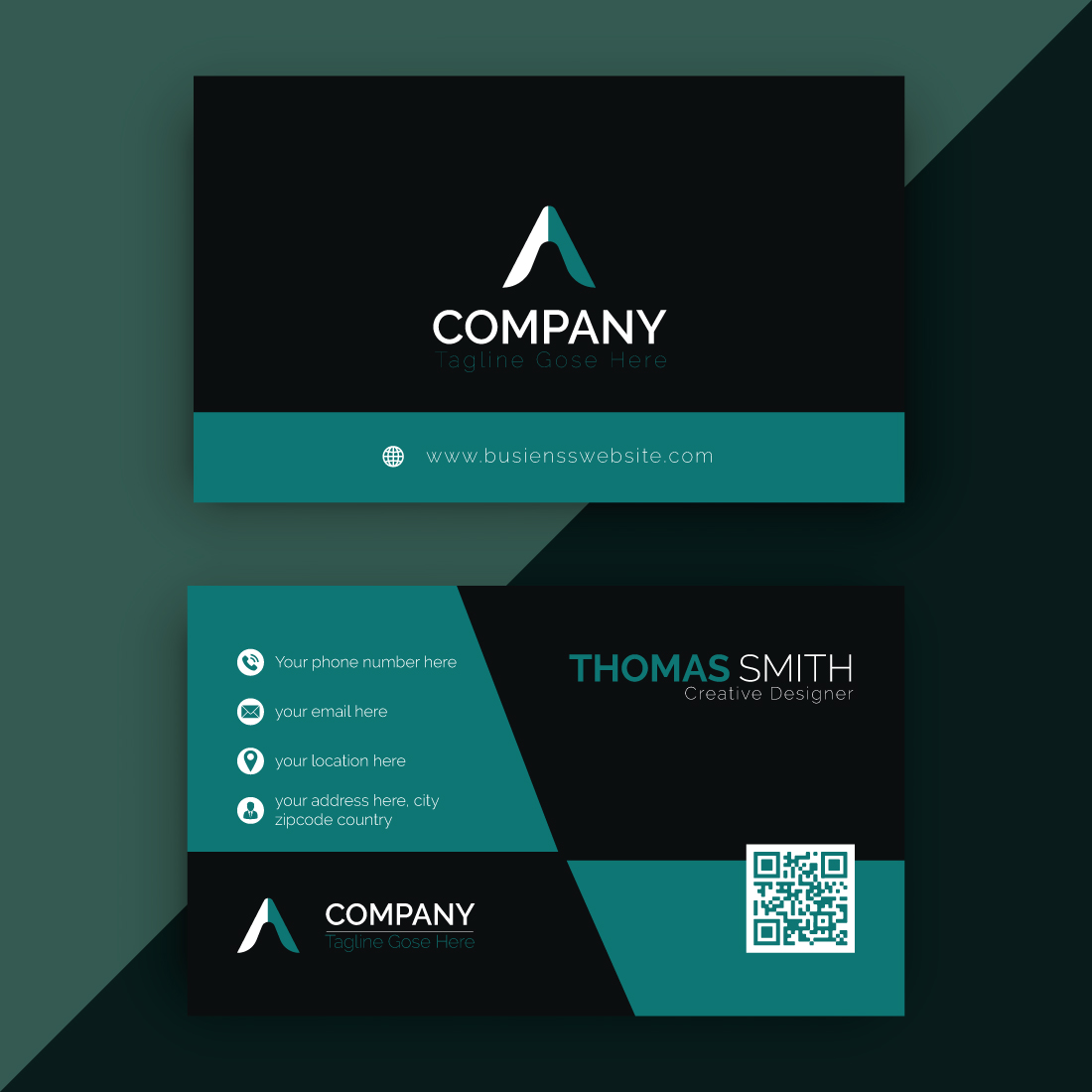 A Stylish Modern Contemporary Business Card Design preview image.