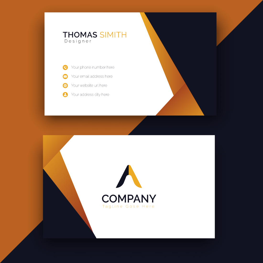 Stylist Modern Vector Business card Design Template preview image.