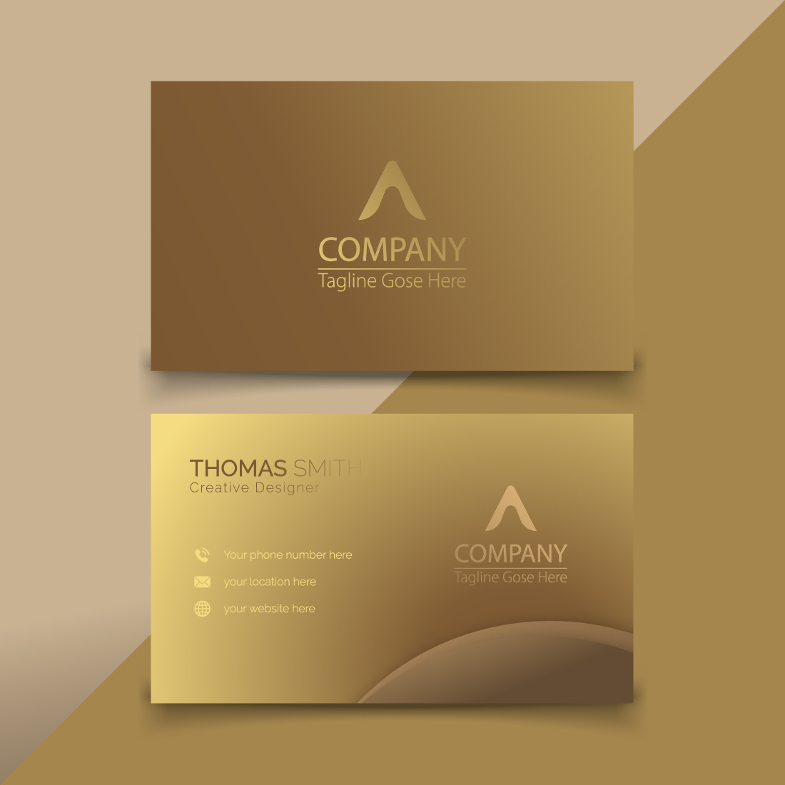 Combination gold luxury business card gradient template vector design preview image.