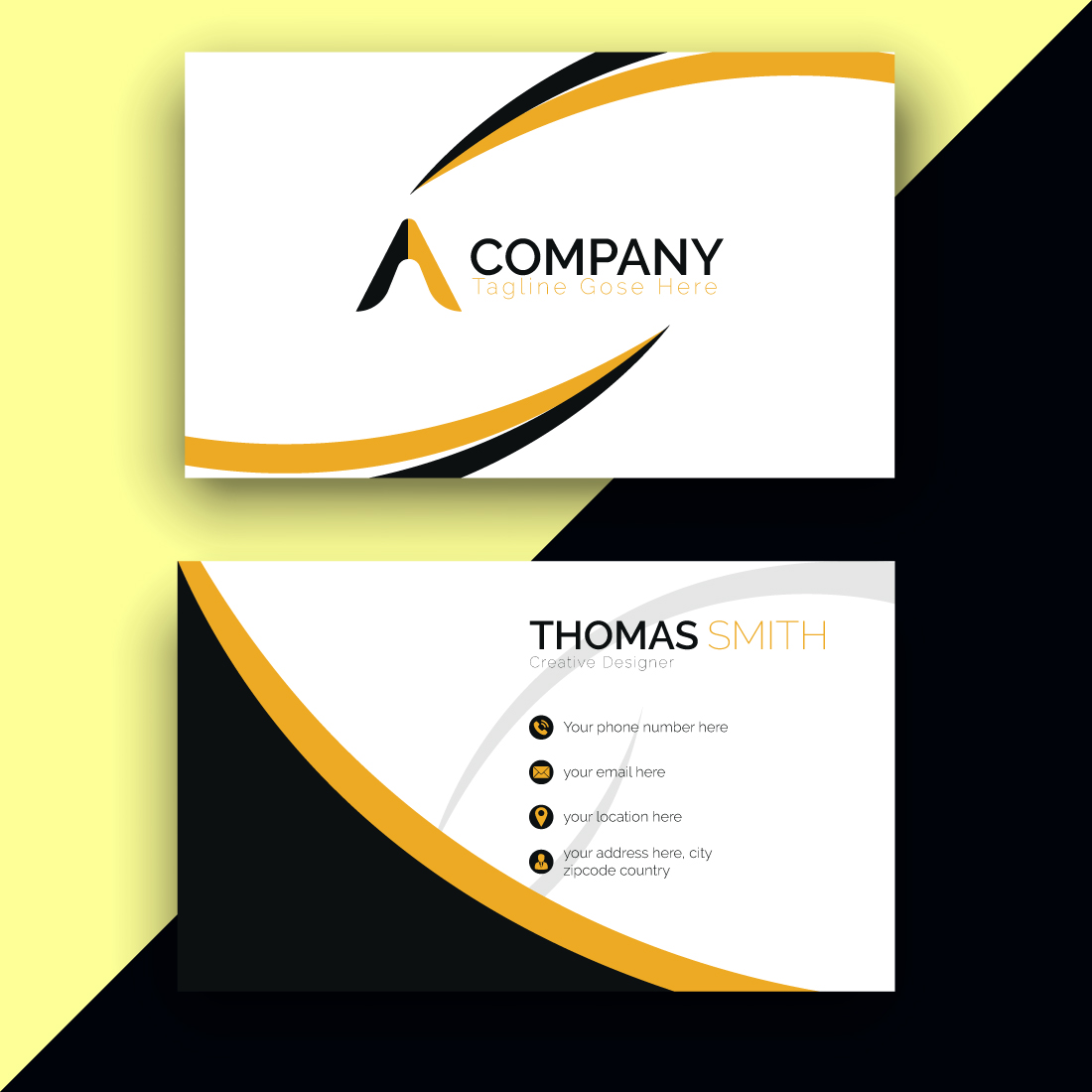 Contemporary style modern business card template preview image.