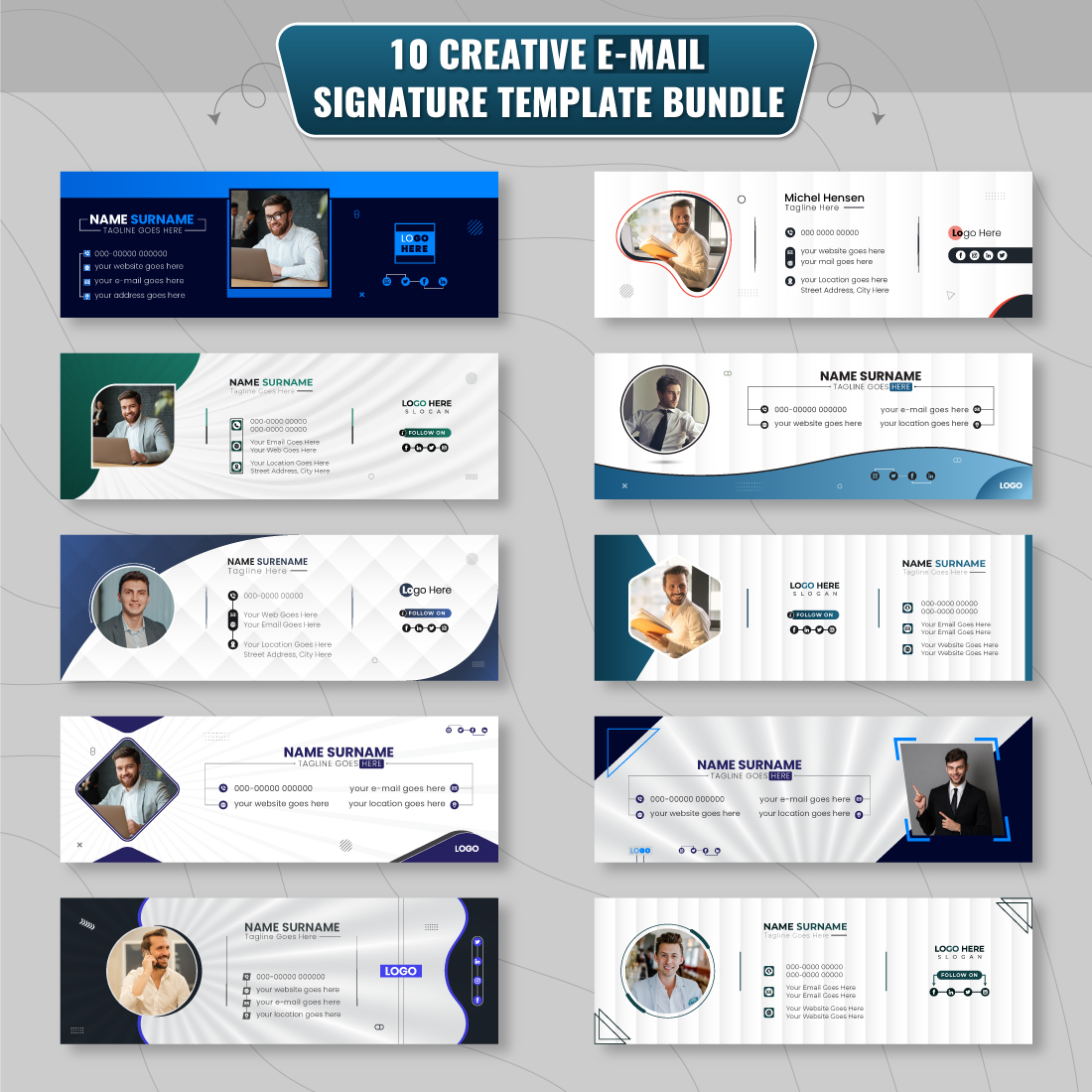 Email Signature template designs preview image.