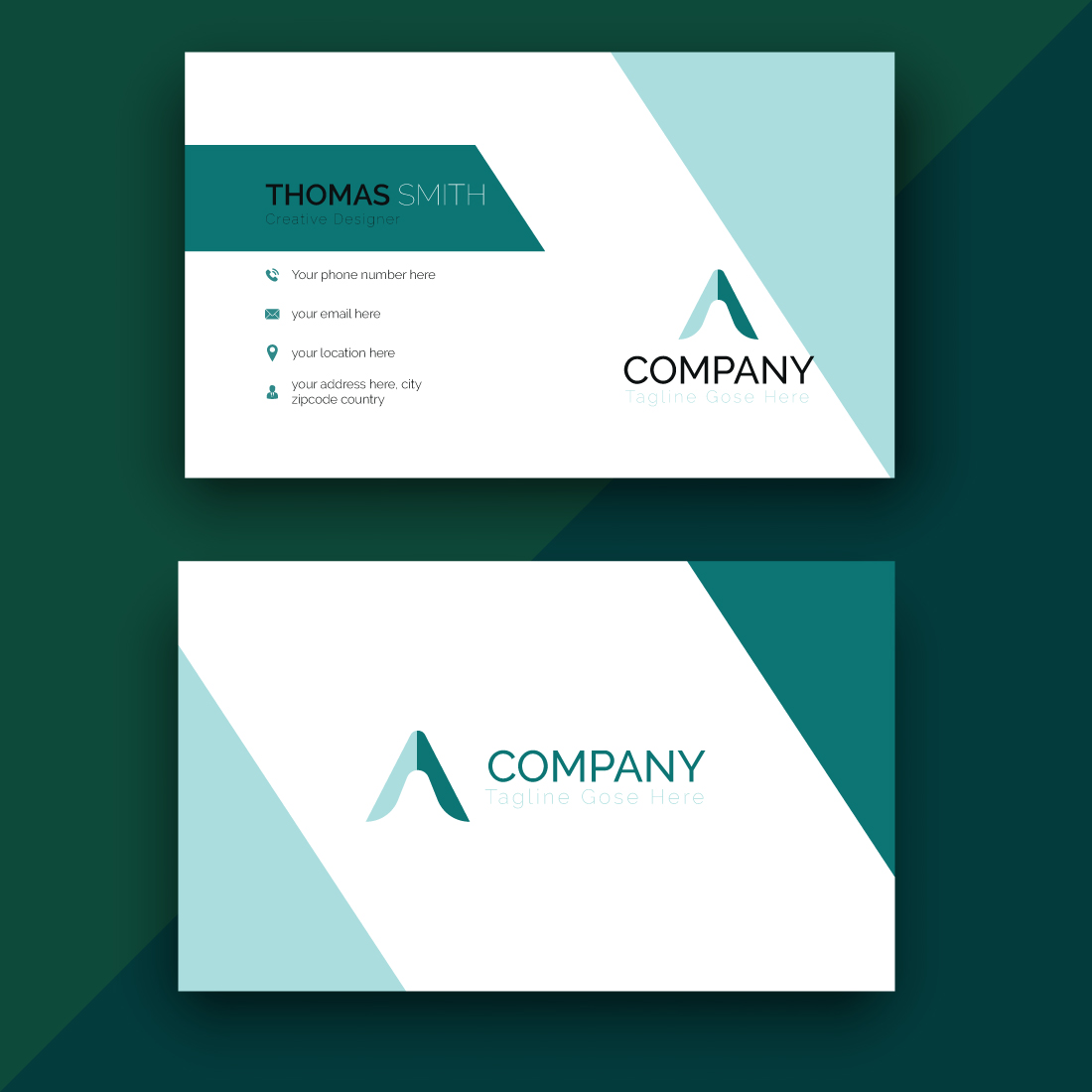 Abstract Creative and simple business card template for a modern company preview image.