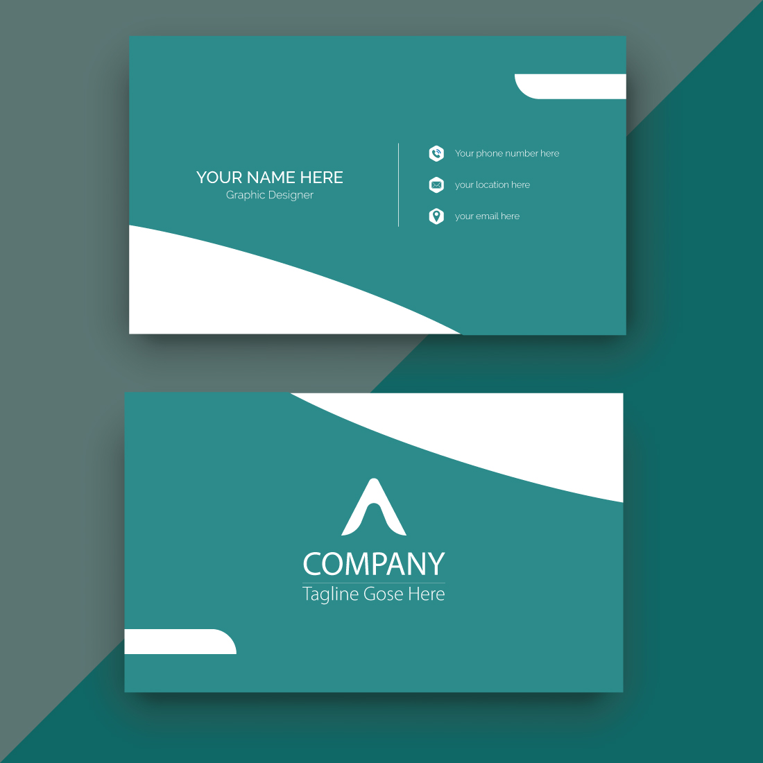 Creative corporate vector business card design preview image.