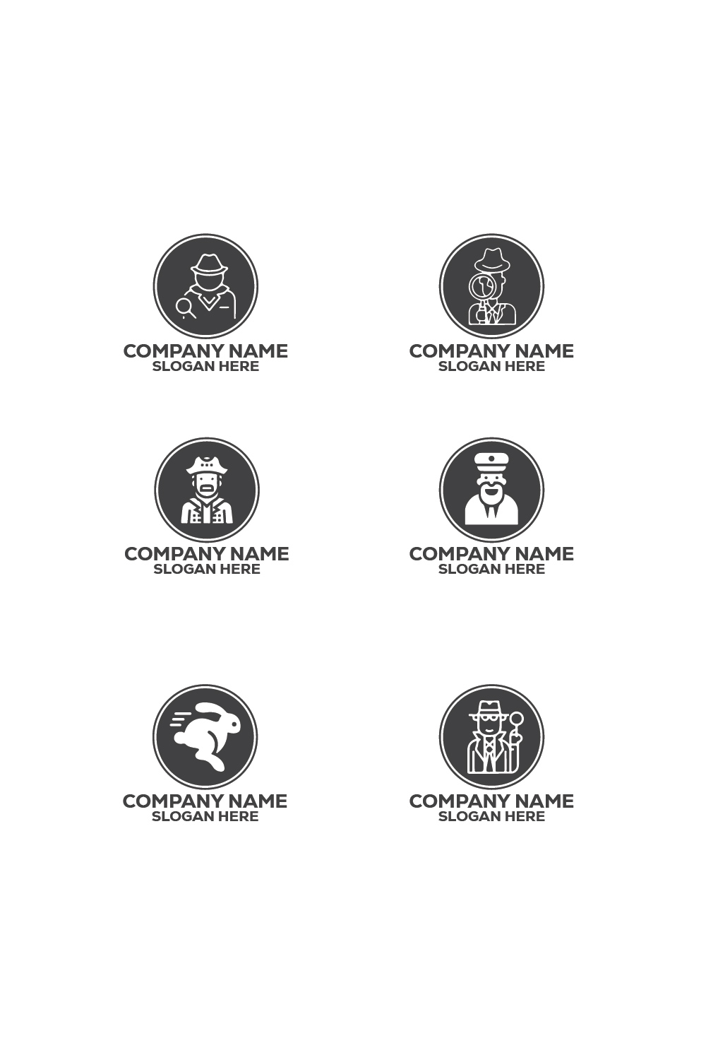 Detective Logo or Icon Design Vector Image Template pinterest preview image.