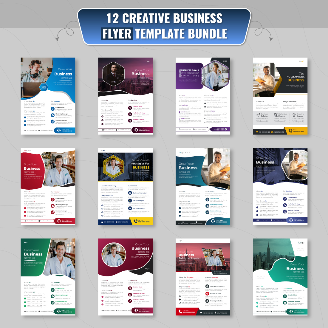 Business flyer template design mega bundle collection preview image.