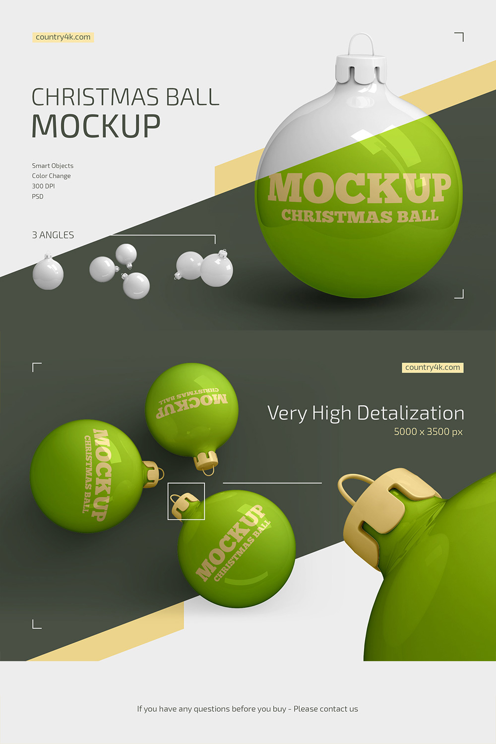 Christmas Ball Mockup Set pinterest preview image.