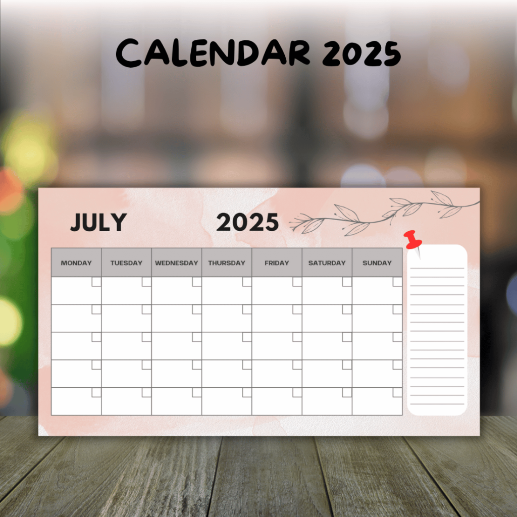 Calendar 2025 Template Canva 