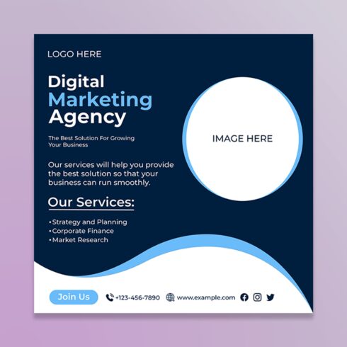 Digital Marketing Agency Social Media Post Template Design cover image.