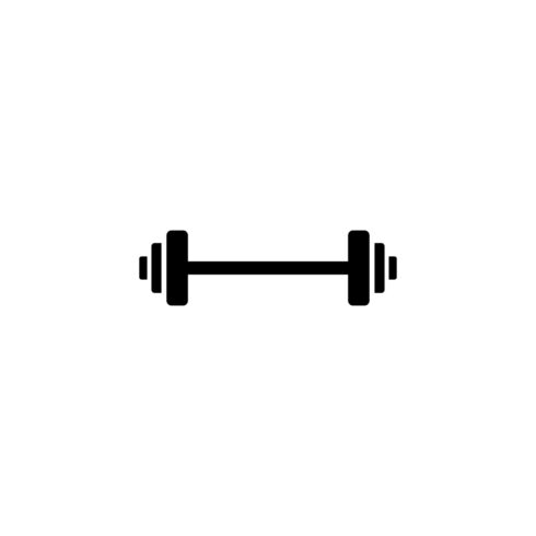 Black barbell icon design vector cover image.