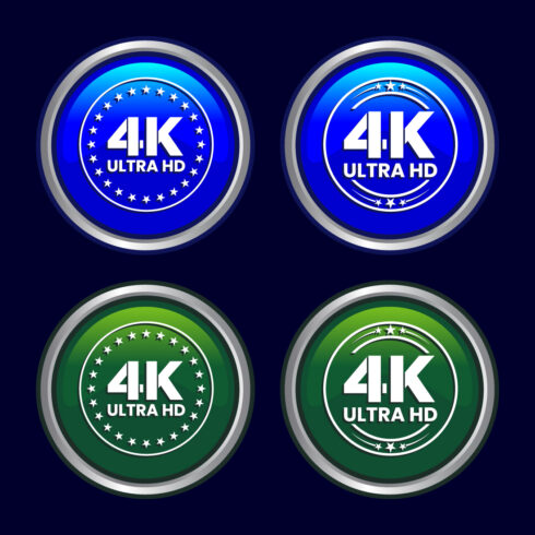 4K Ultra HD Video Resolution Icon Button Set Design Illustration, High Definition TV, 4K Web Button cover image.