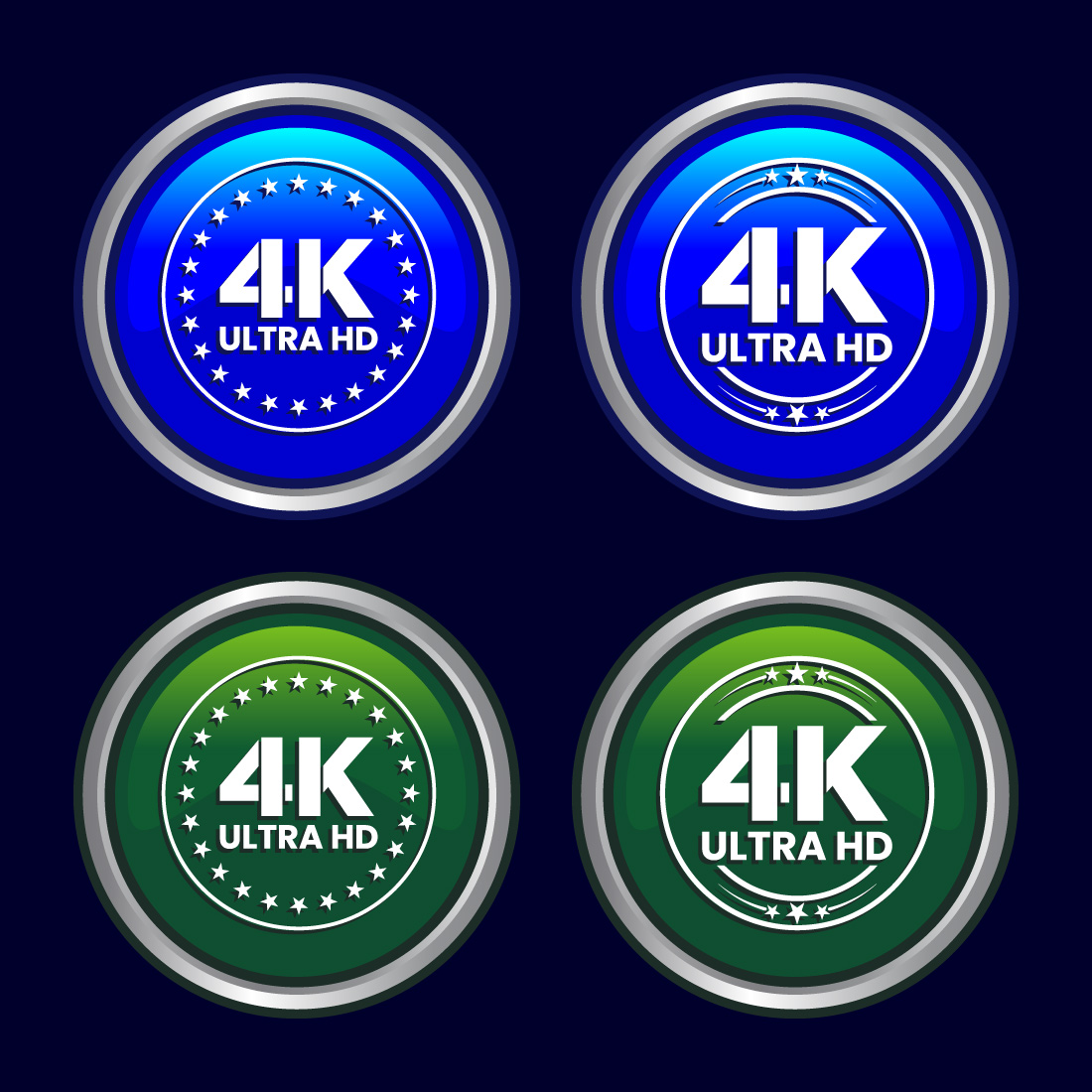 4K Ultra HD Video Resolution Icon Button Set Design Illustration, High Definition TV, 4K Web Button cover image.