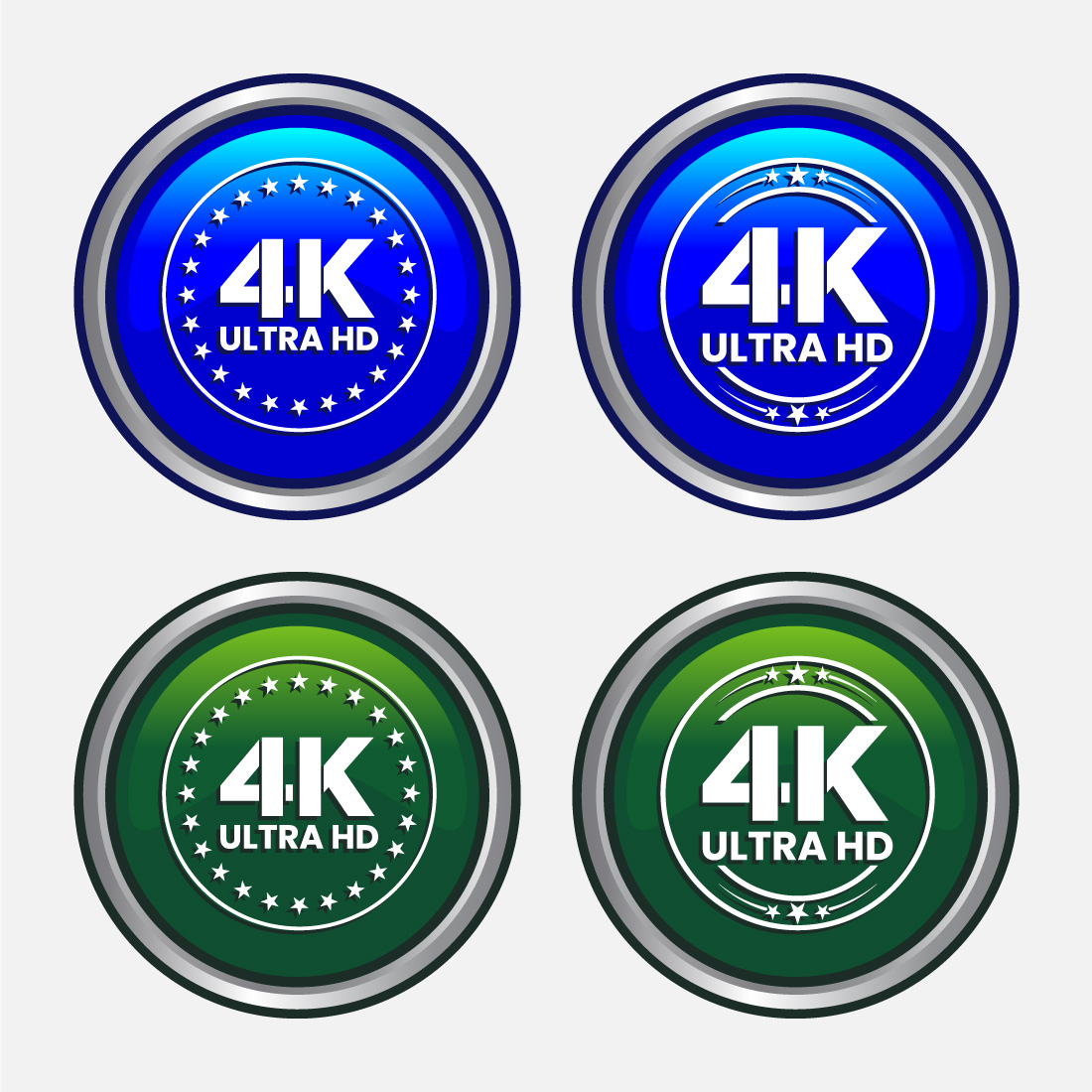 4K Ultra HD Video Resolution Icon Button Set Design Illustration, High Definition TV, 4K Web Button preview image.