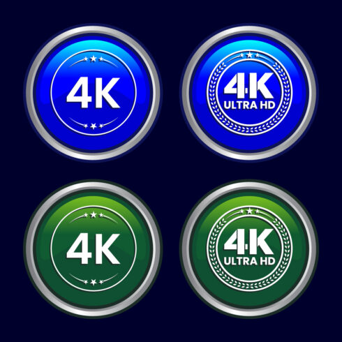 4K Ultra HD Video Resolution Icon Button Set Design Illustration, High Definition TV, 4K Web Button cover image.