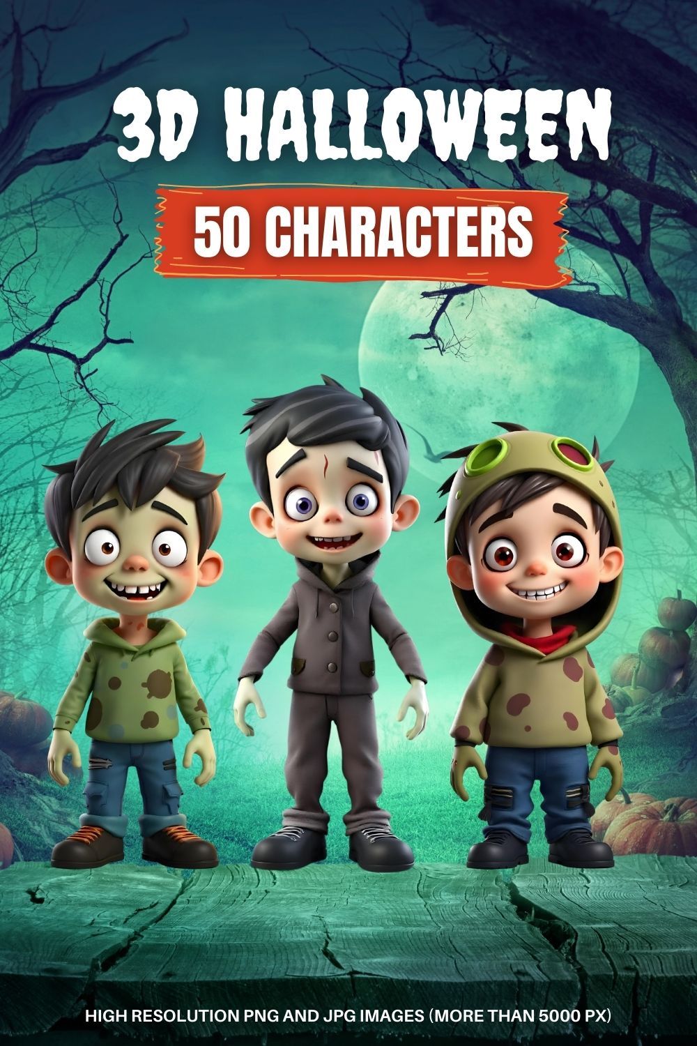 50 3d illustrations of children's characters in halloween costumes pinterest preview image.