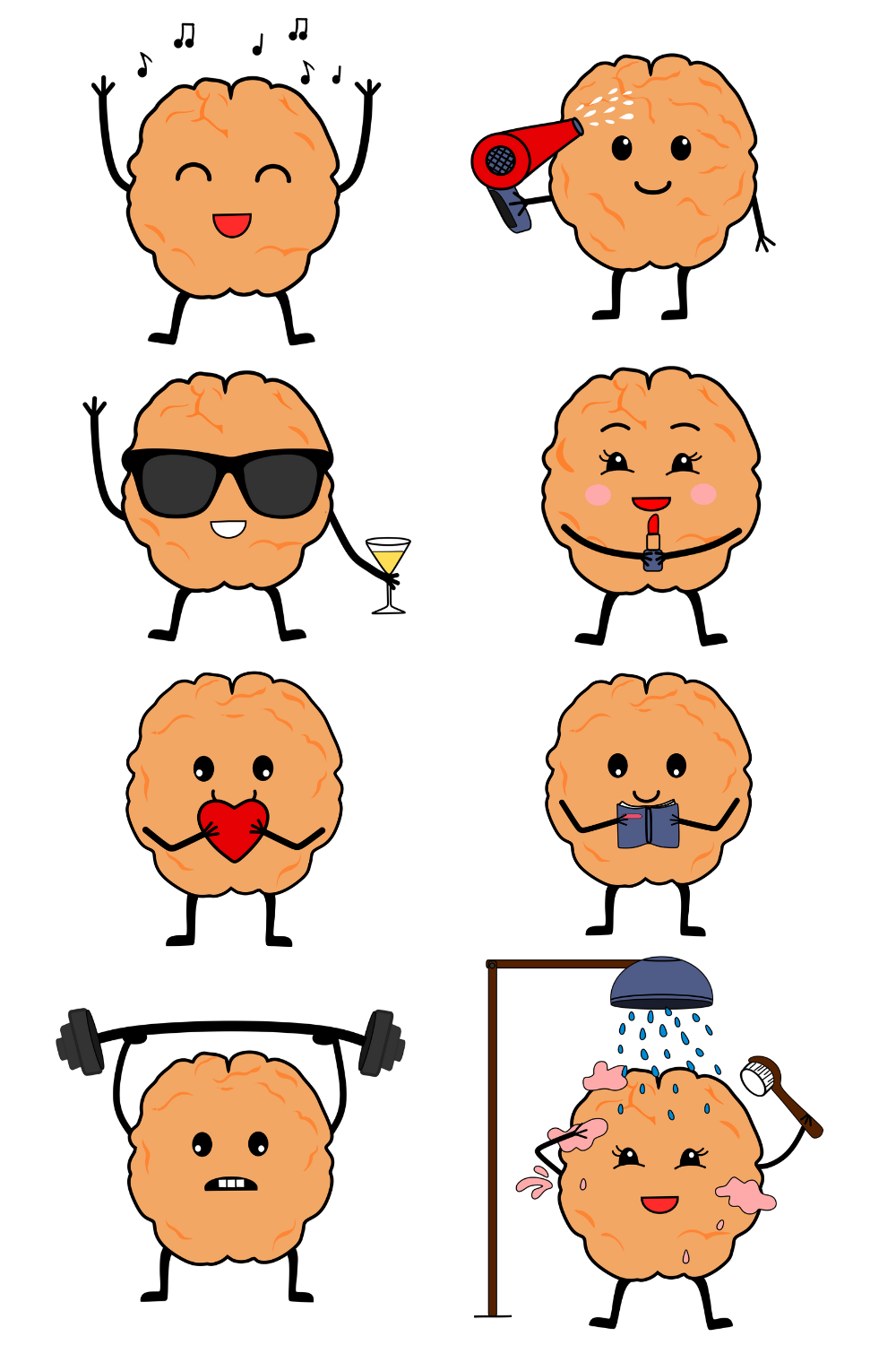 Cute Brain Clip Art pinterest preview image.