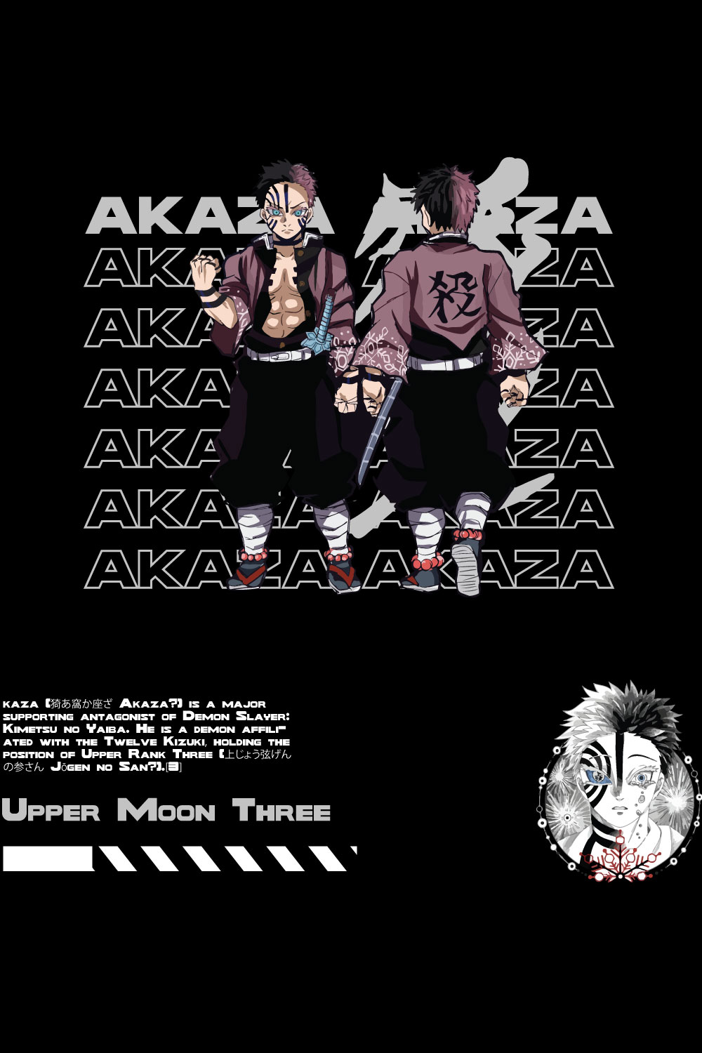 Akaza Demon Slayer T-Shirts for Sale pinterest preview image.