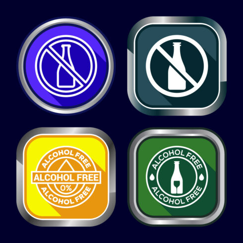 Alcohol Free Icon Design Illustration, No Alcohol Sign, Button Design cover image.